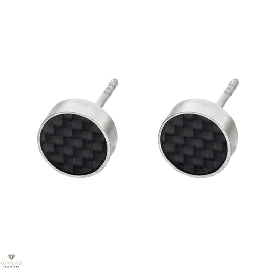 Gents Steelwear Stainless Steel Earrings with Textured Black Chrome Centre