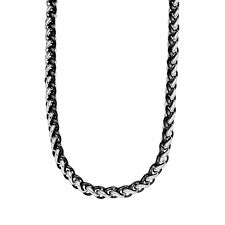 Steelwear Stainless Steel and Black Heavy Spiga Link Necklet