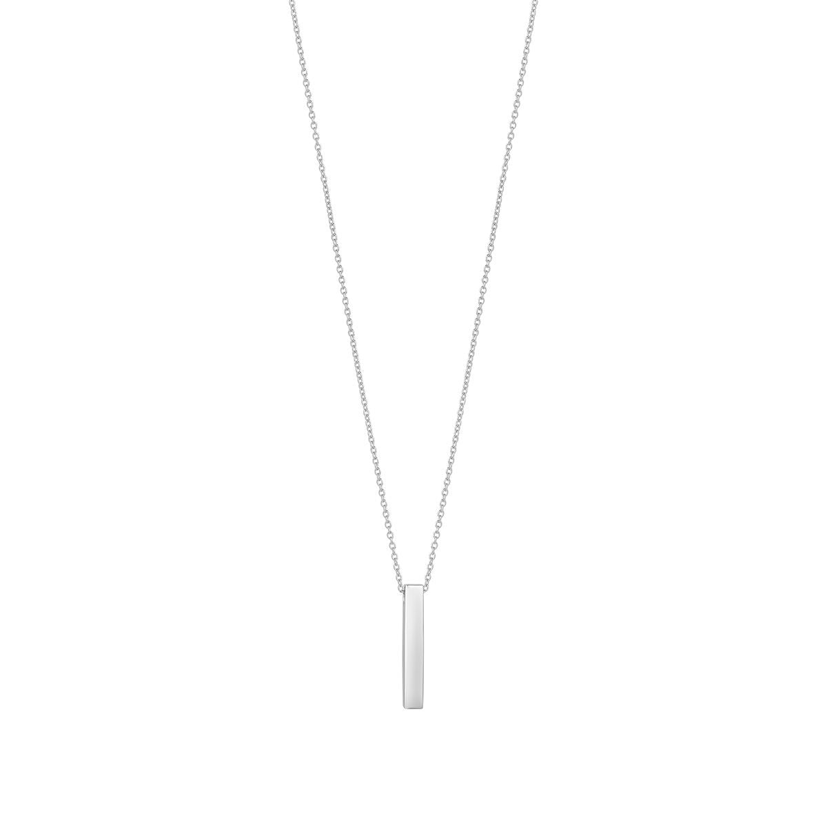 Sterling Silver 3D Engravable Vertical Bar Necklet