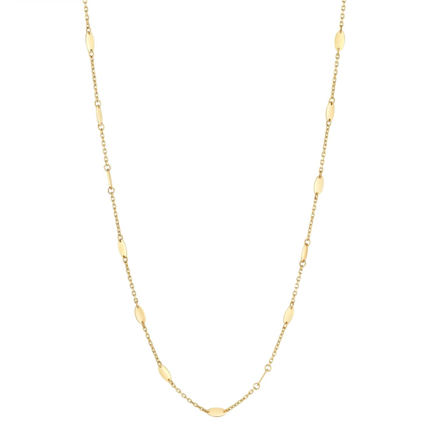9ct Polished Multi Oval Disk Link Necklet