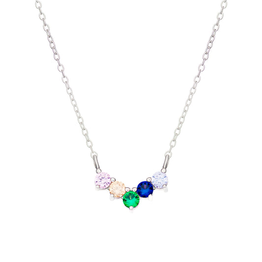 Sterling Silver Multicolour CZ Hammock Necklet