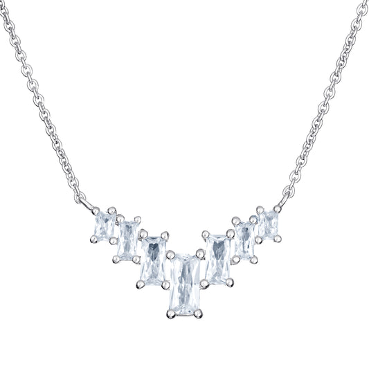 Sterling Silver Baguette Cut CZ Hammock Necklet