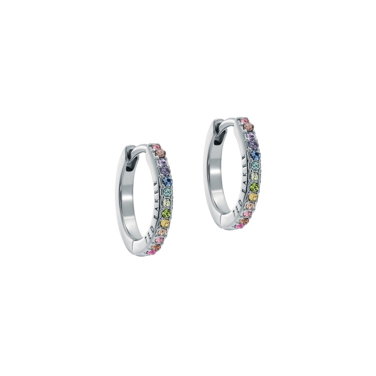 Ted Baker Heplie Silver Plated Multicolour CZ Huggy Hoops Earrings