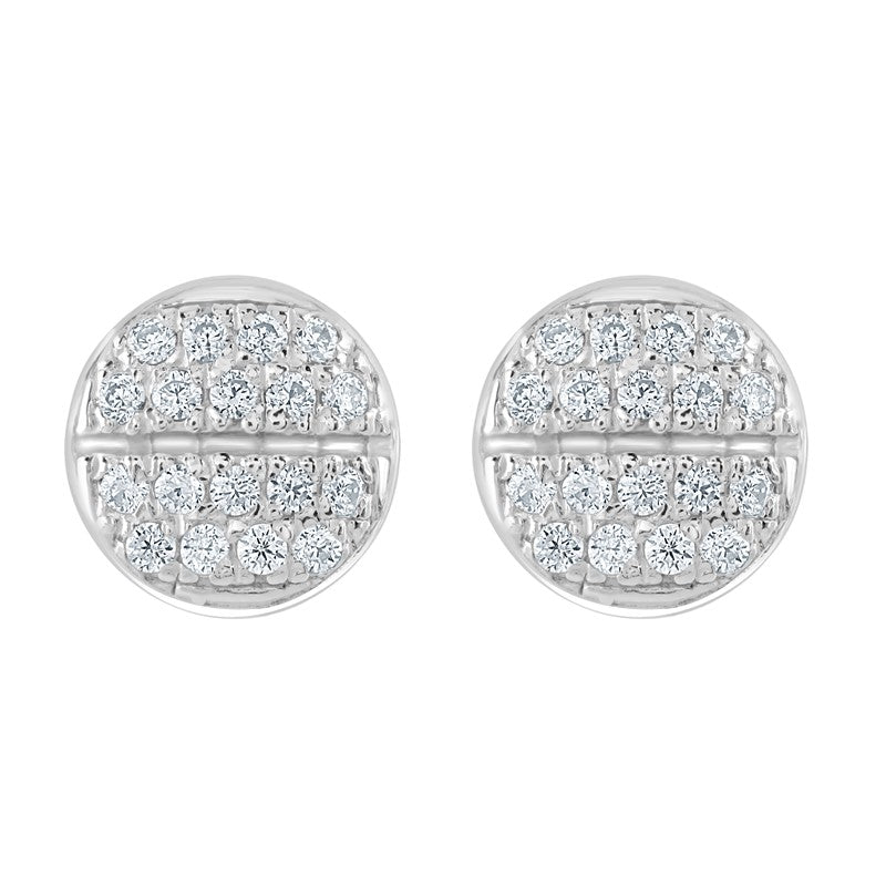 Sterling Silver Cubic Zirocnia Pave Circle Stud Earrings