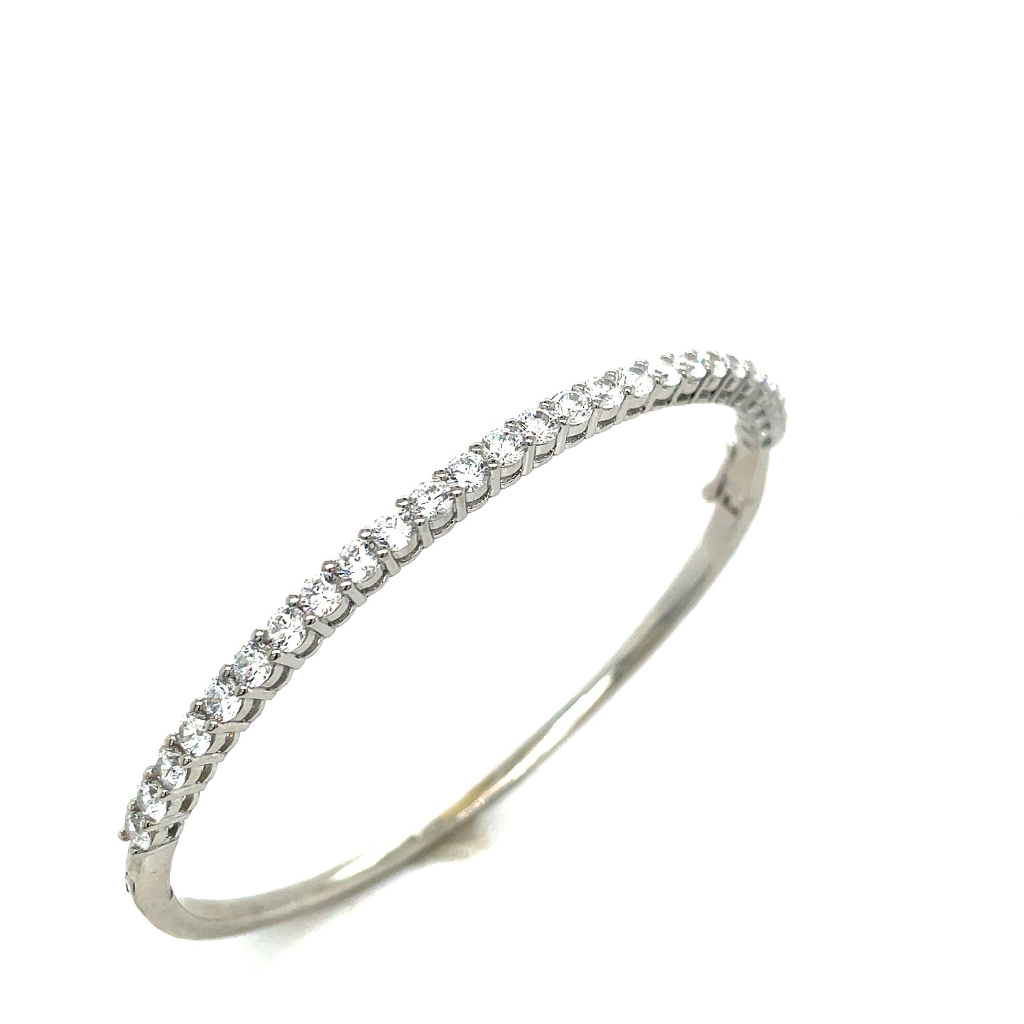 Sterling Silver Cubic Zirconia Claw Set Bangle
