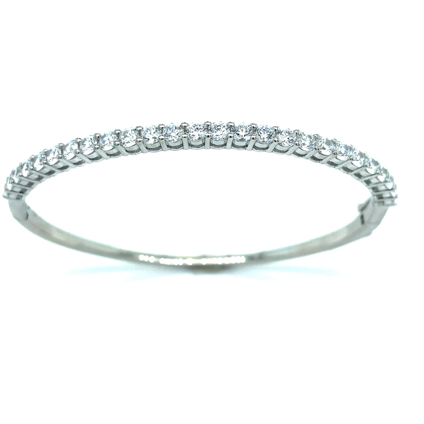 Sterling Silver Cubic Zirconia Claw Set Bangle
