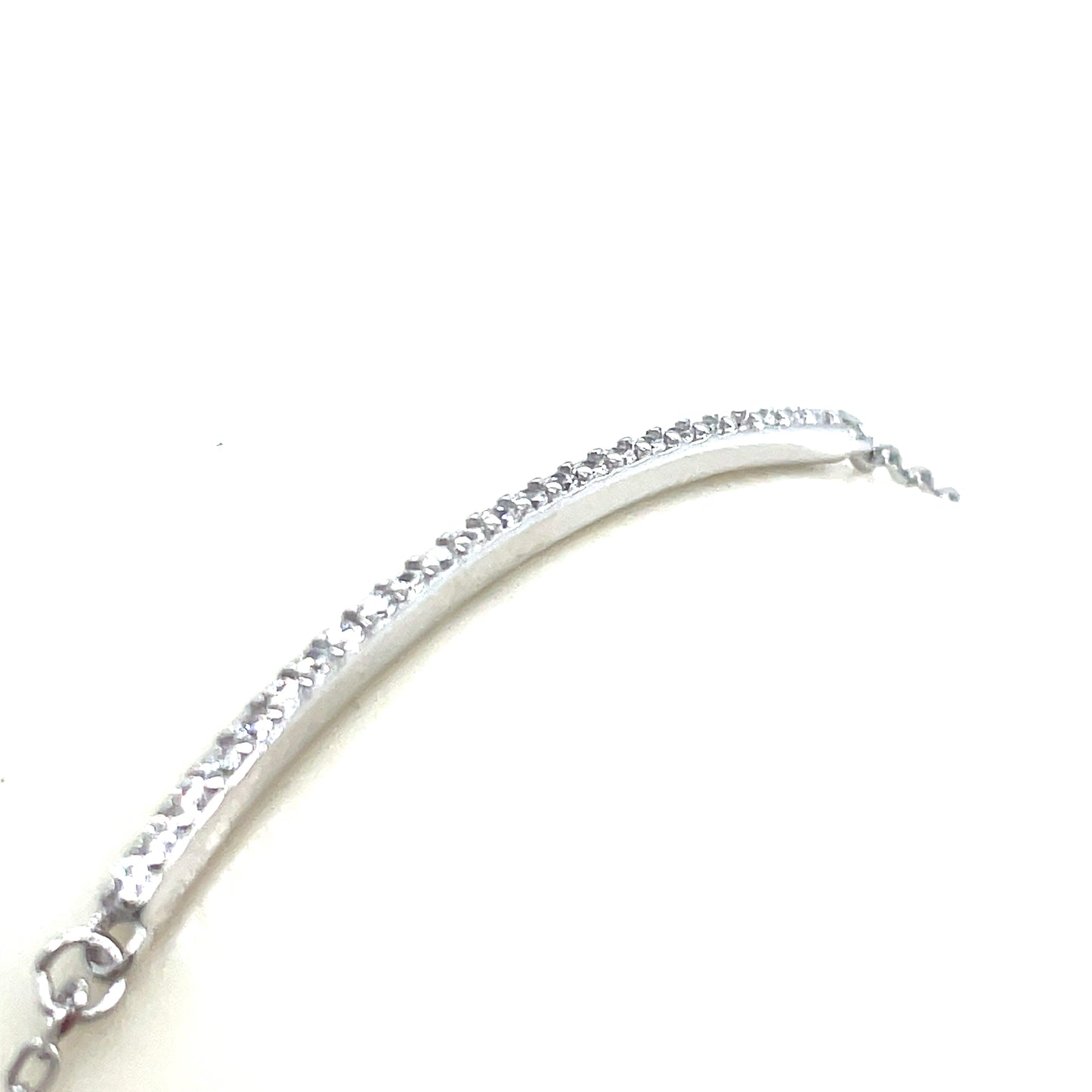 Sterling Silver Cubic Zirconia Long Bar Bracelet