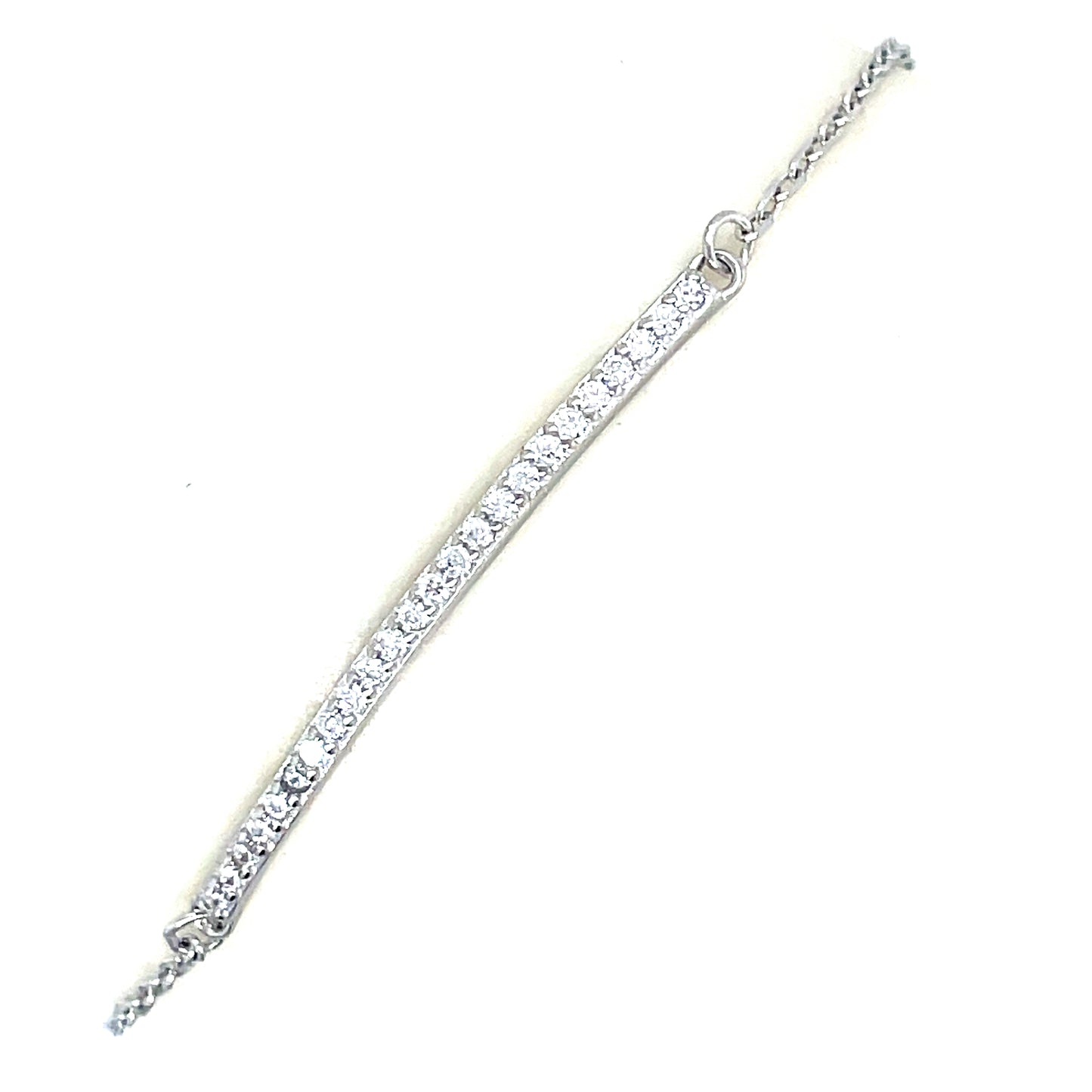 Sterling Silver Cubic Zirconia Long Bar Bracelet