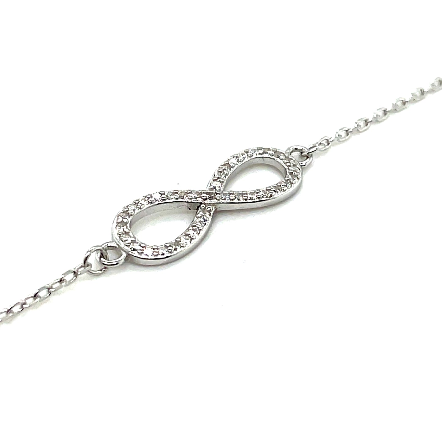 Sterling Silver Cubic Zirconia Infinity Bracelet 17 + 3cm
