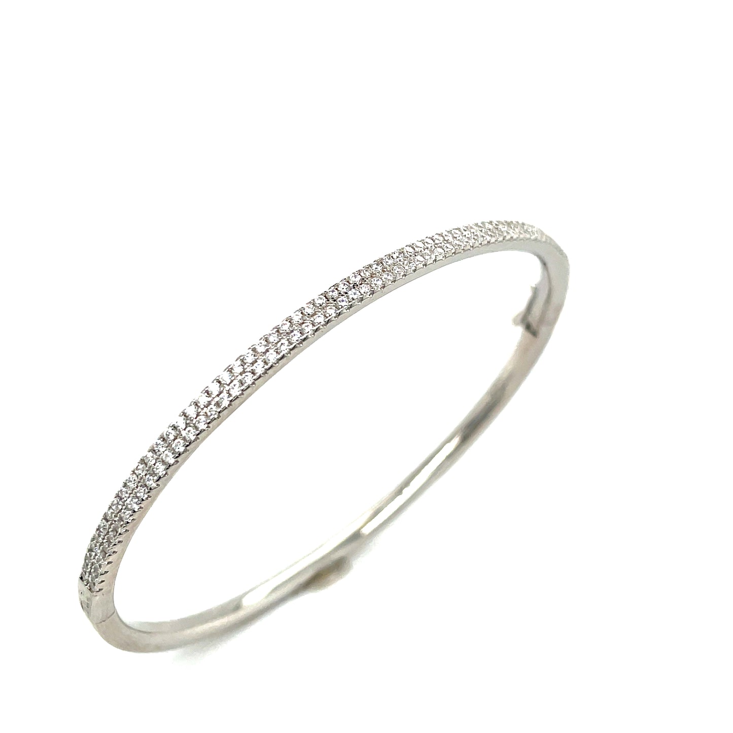 Sterling Silver 2 Row Cubic Zirconia Claw Set Bangle