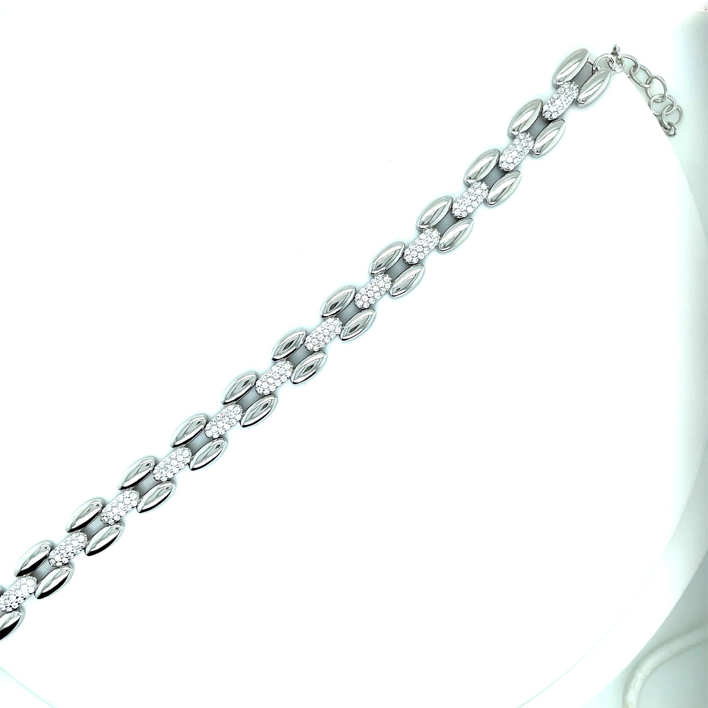 Sterling Silver Cubic Zirocnia Panther Link Bracelet 18cm + 3cm