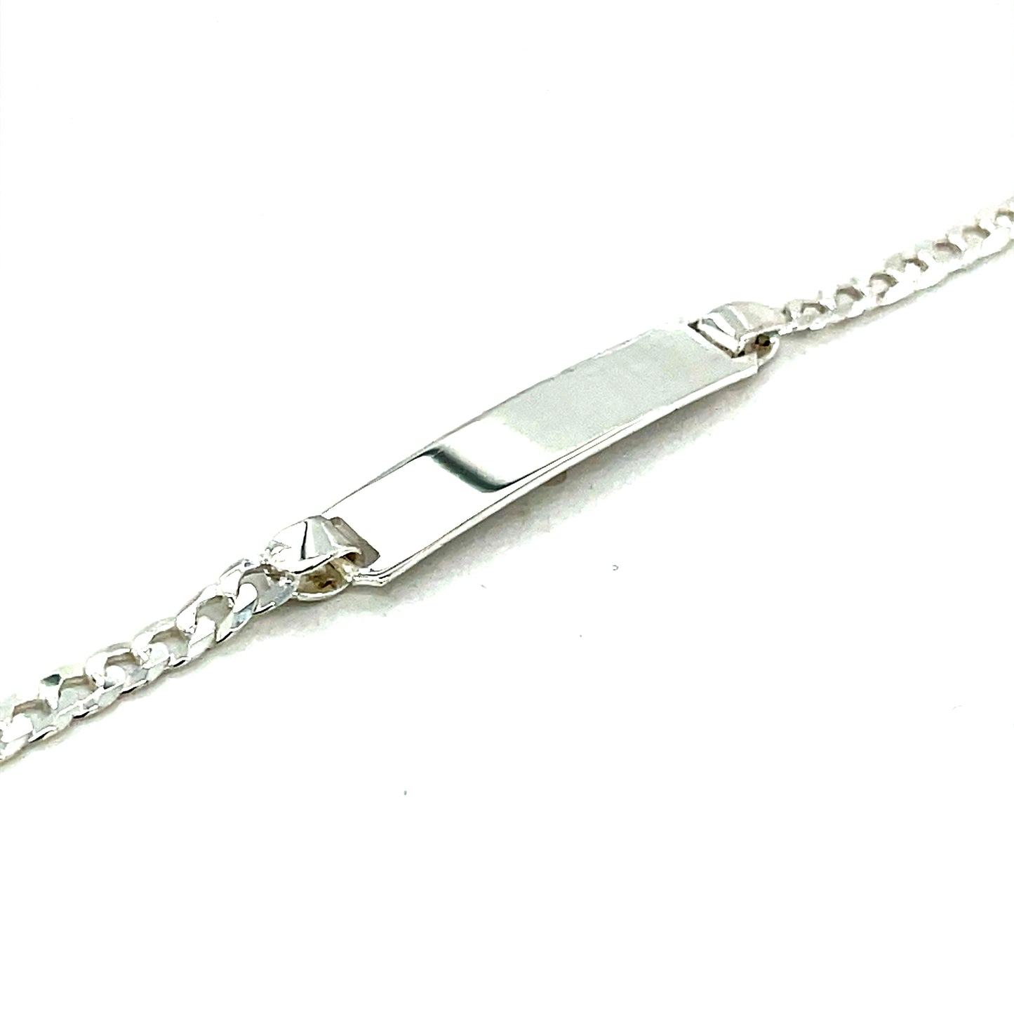 Sterling Silver Curb Bracelet With ID Plate 17cm