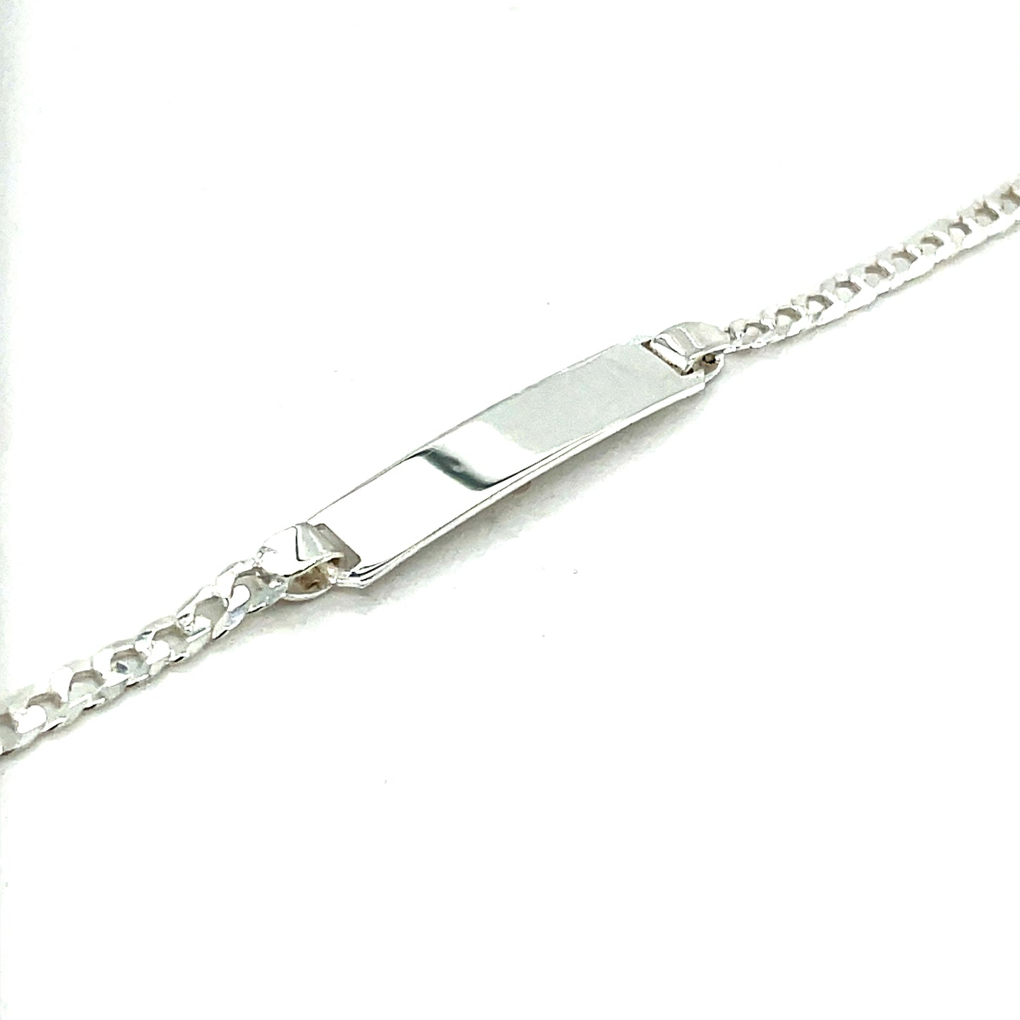 Sterling Silver Curb Bracelet With ID Plate 17cm