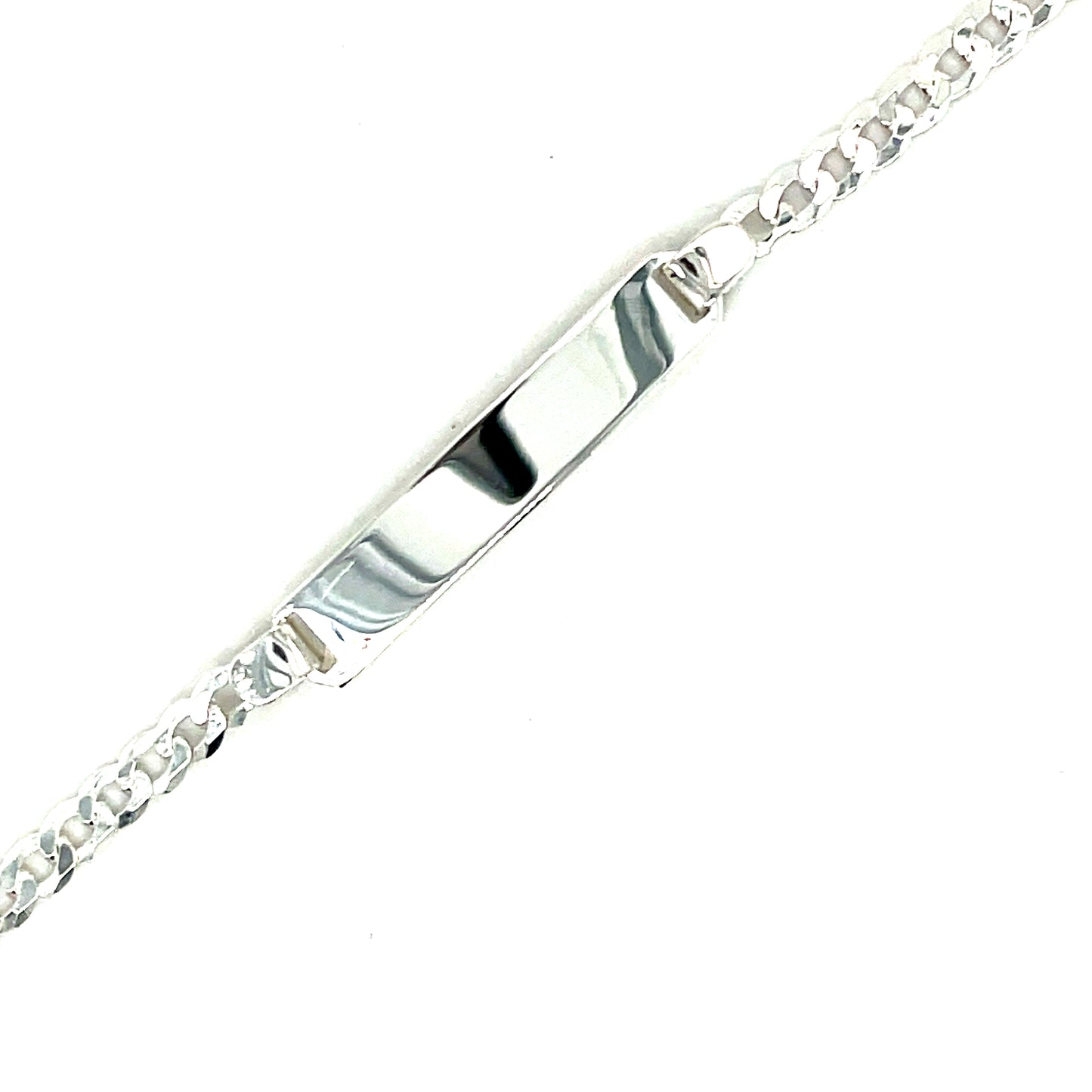 Sterling Silver Curb Bracelet With ID Plate 17cm