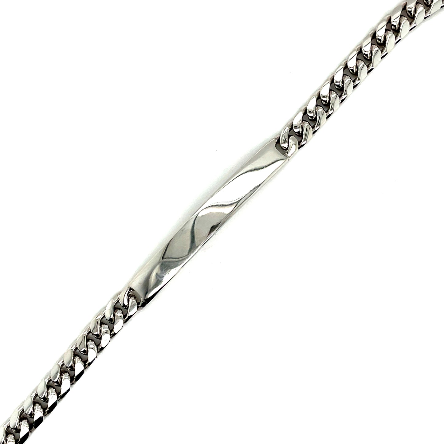 Sterling Silver Heavy Curb ID Bracelet