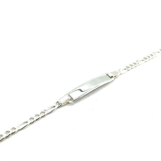 Sterling Silver Figaro ID Bracelet 16cm
