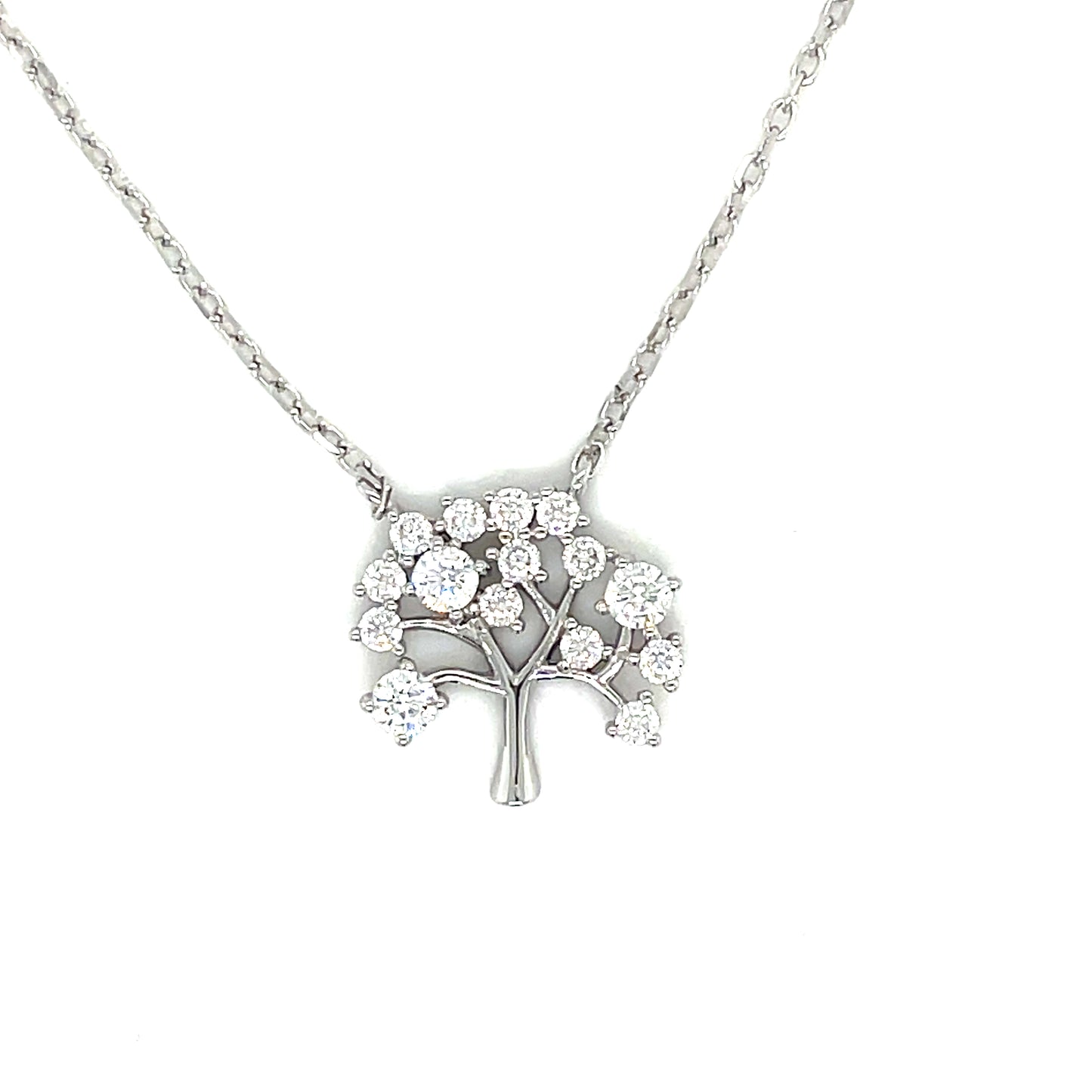 Sterling Silver Cubic Zirconia Tree Of Life Necklet