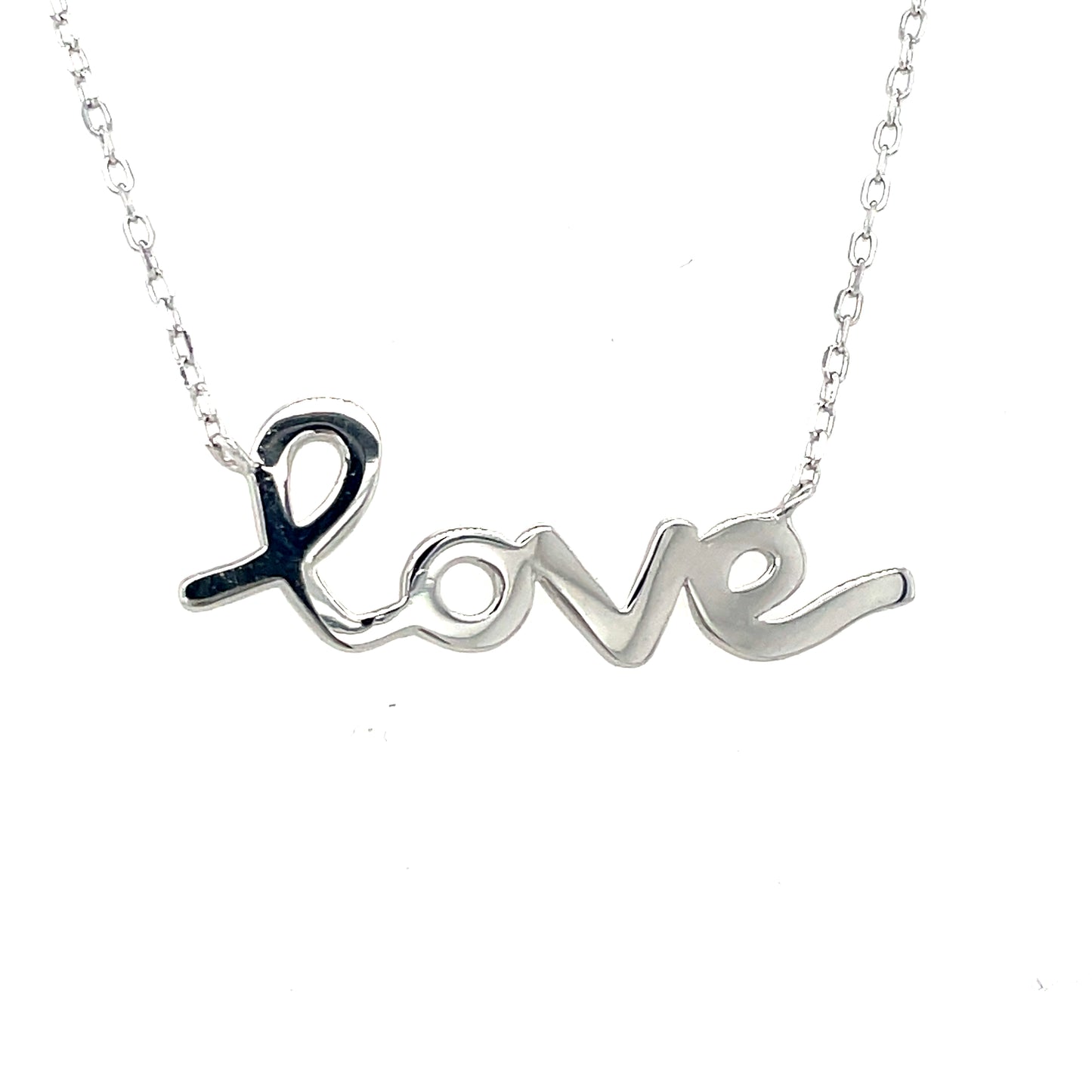 Sterling Silver Polished 'Love' Necklet
