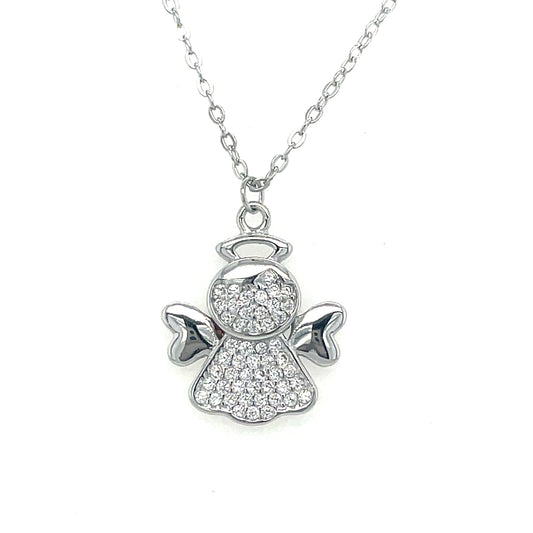 Sterling Silver Cubic Zirconia Angel Necklet