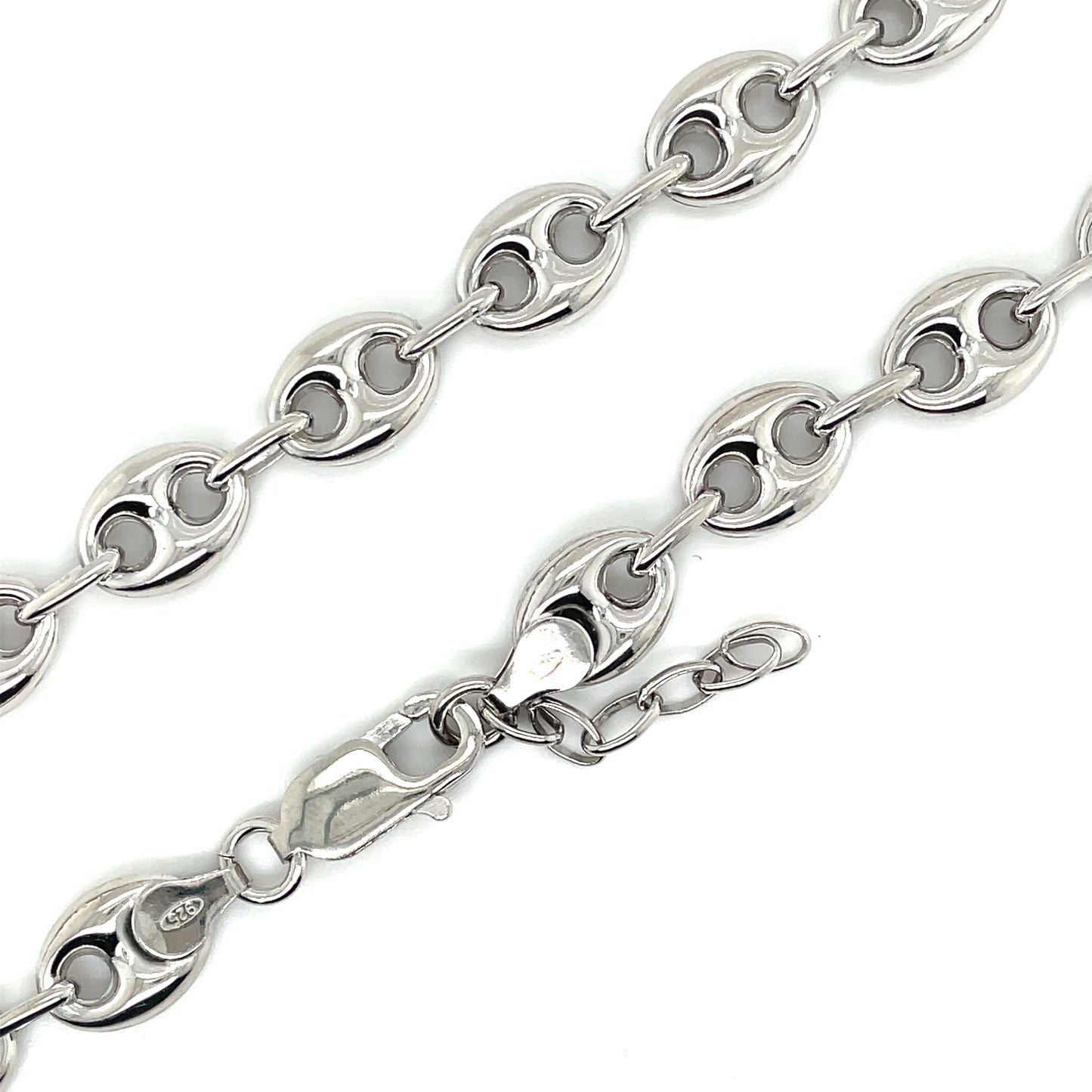 Sterling Silver Polished Coffee Bean Link 18' Necklet