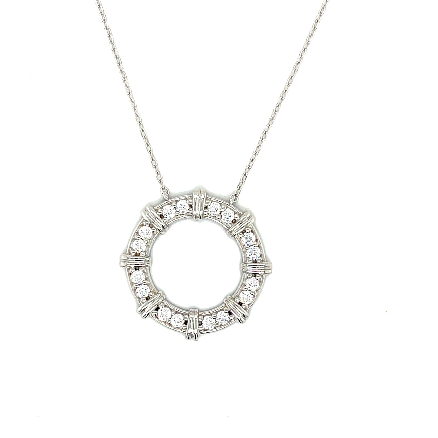 Sterling Silver Cubic Zirconia Open Circle Necklet
