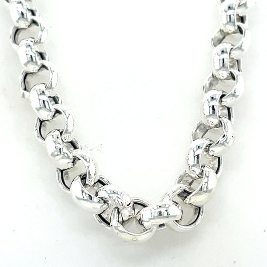 Sterling Silver Polished Heavy Extra Large Belcher Necklet
