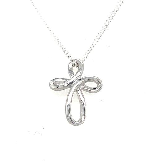 Sterling Silver Fancy Open Cross Pendant