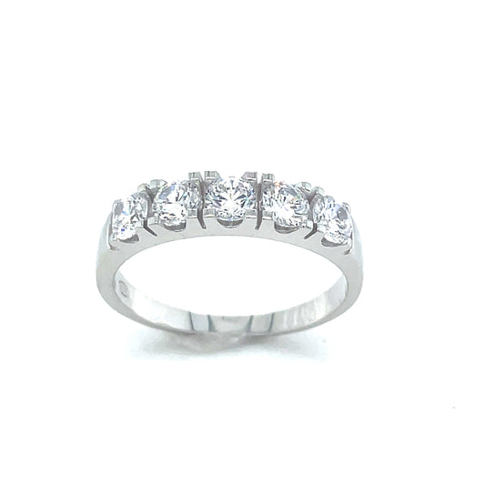 Sterling Silver Cubic Zirconia 5 Stone Eternity Ring
