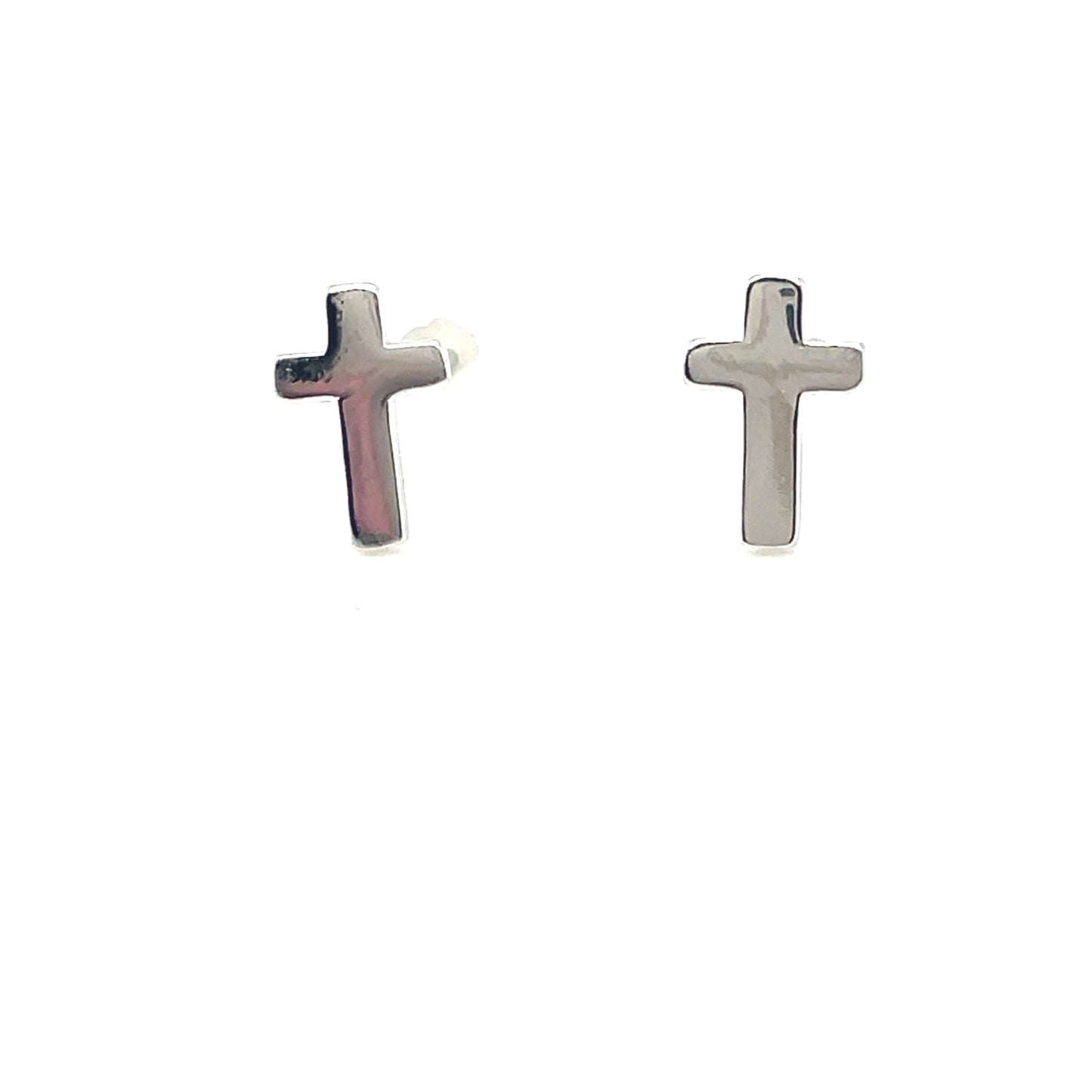 Sterling Silver Plain Cross Earrings