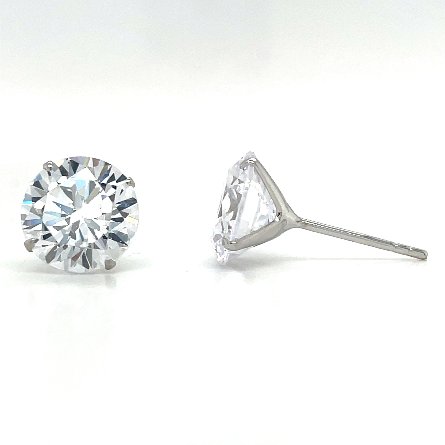 Sterling Silver 9mm Four Claw CZ Stud Earrings