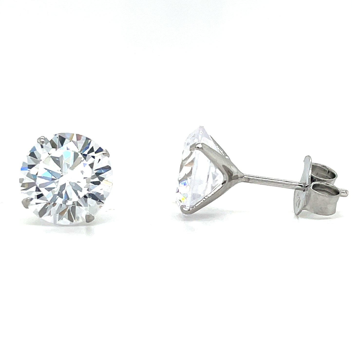 Sterling Silver 9mm Four Claw CZ Stud Earrings