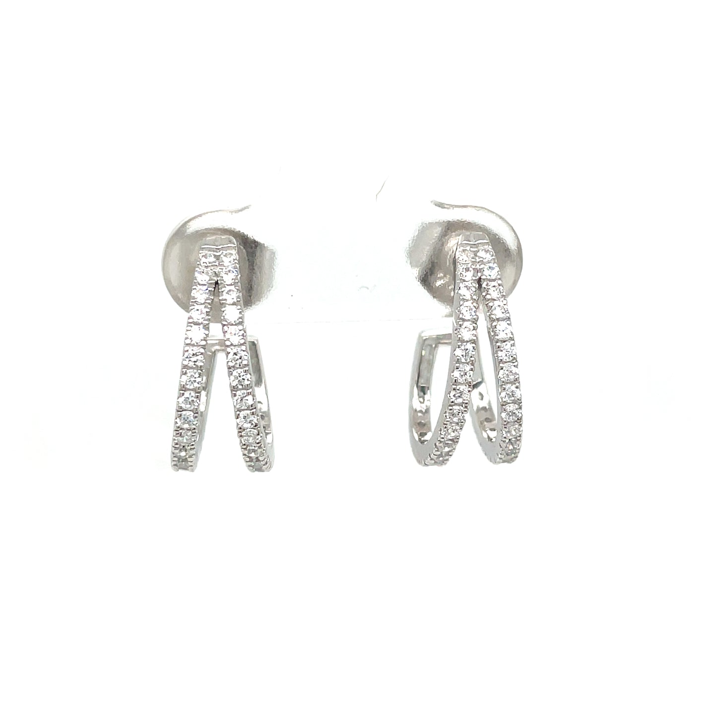 Sterling Silver CZ Double Hoop Earrings