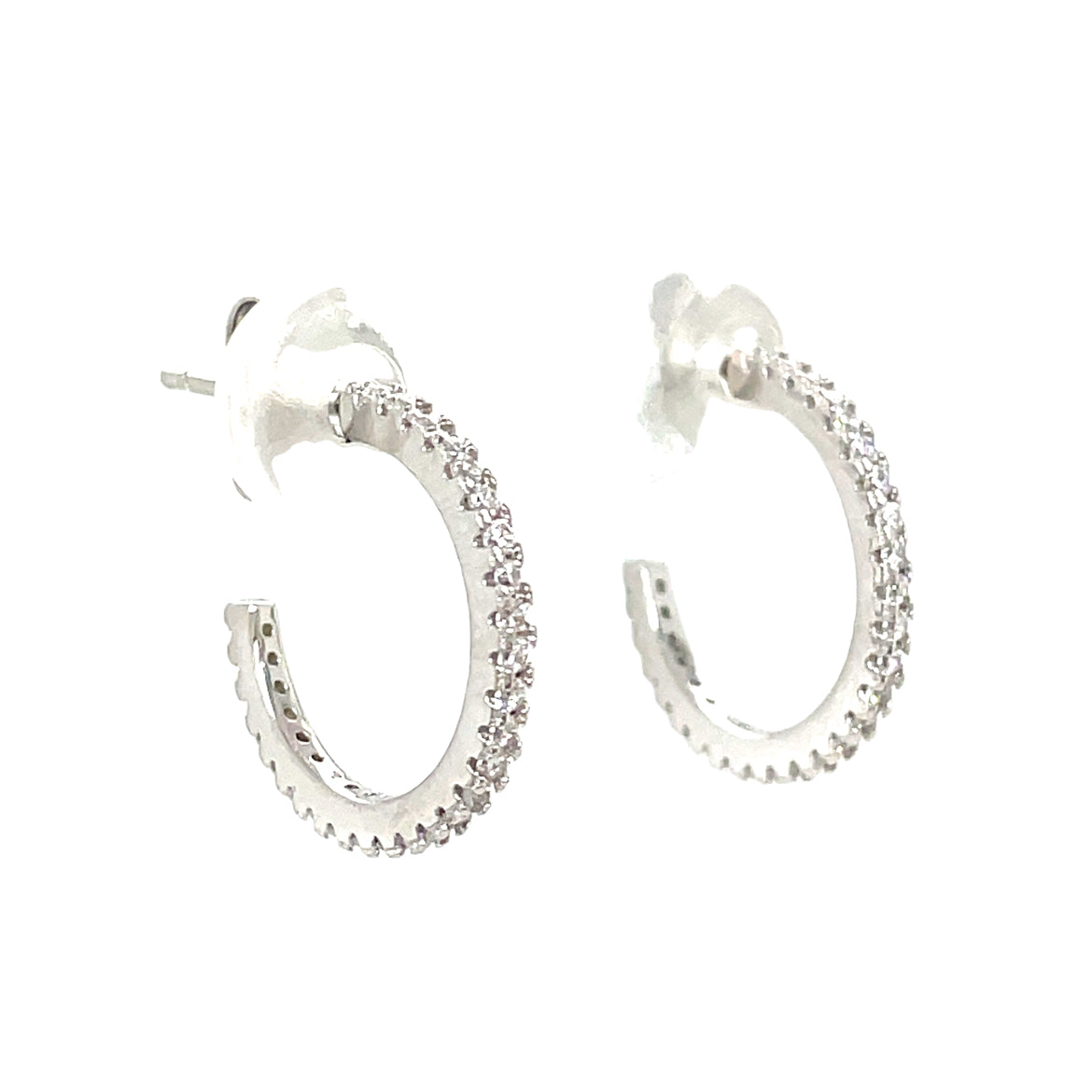 Sterling Silver CZ Set Huggy Hoop Earrings