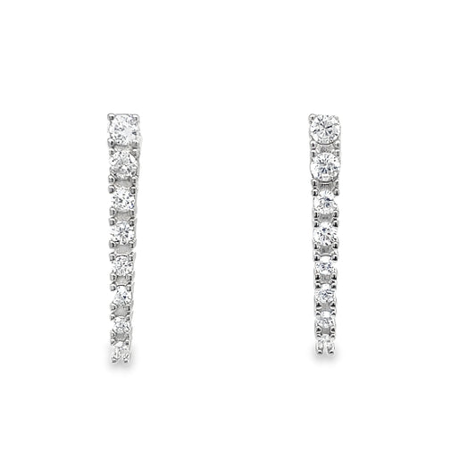 Sterling Silver Eight Stone CZ Graduated Earrings