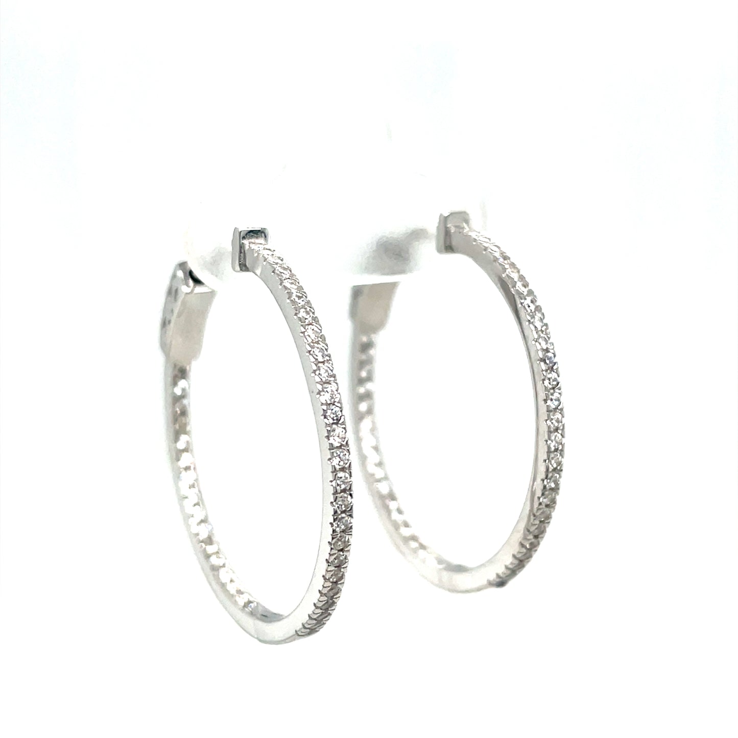 Sterling Silver 30mm CZ Hoop Earrings