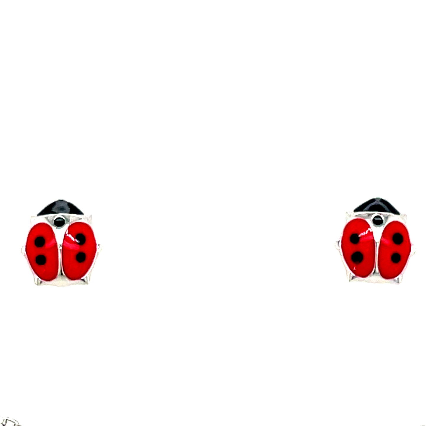 Sterling Silver Red Enamel Ladybird Pendant and Earring Set