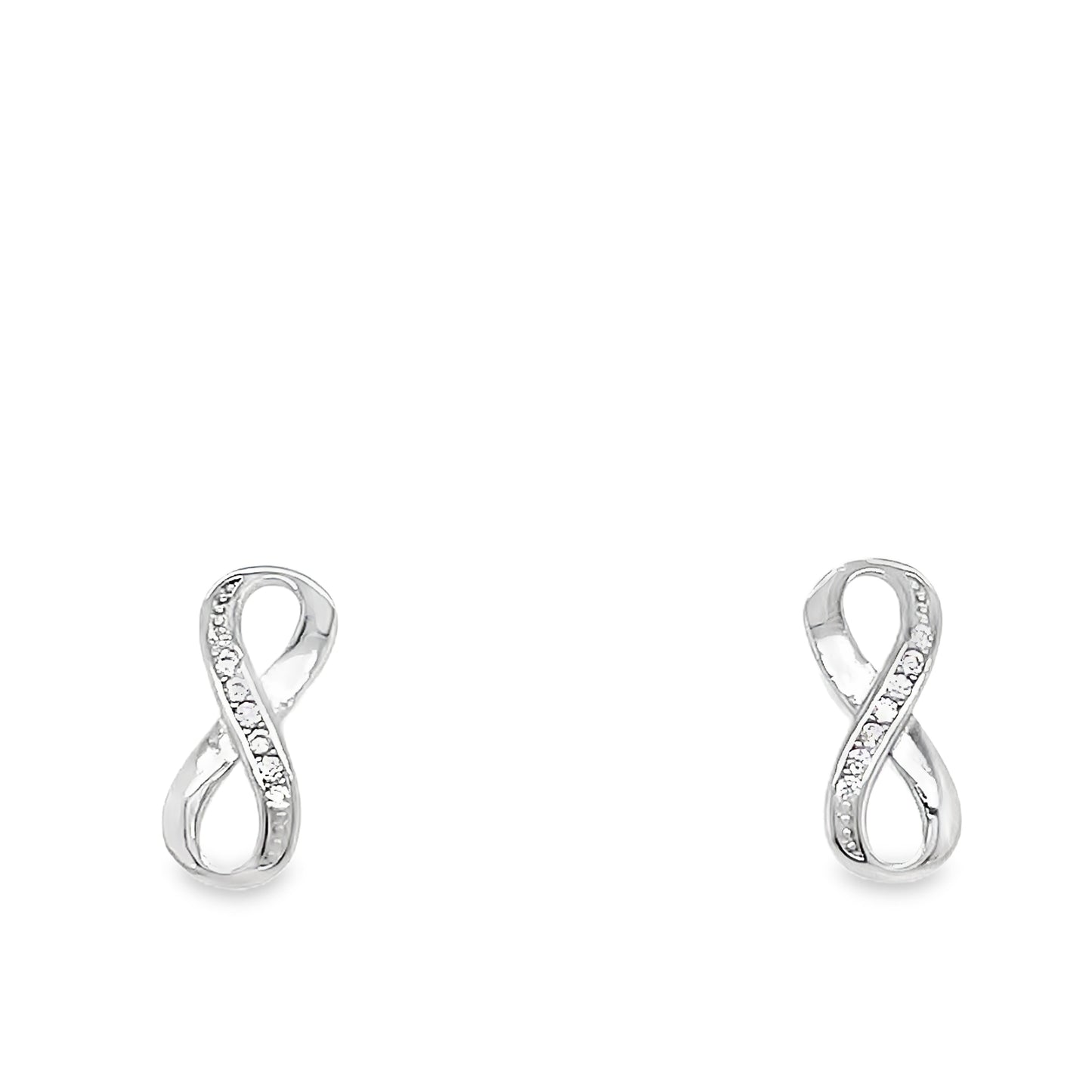 Sterling Silver CZ and Polished Infinity Pendant and Earring Set