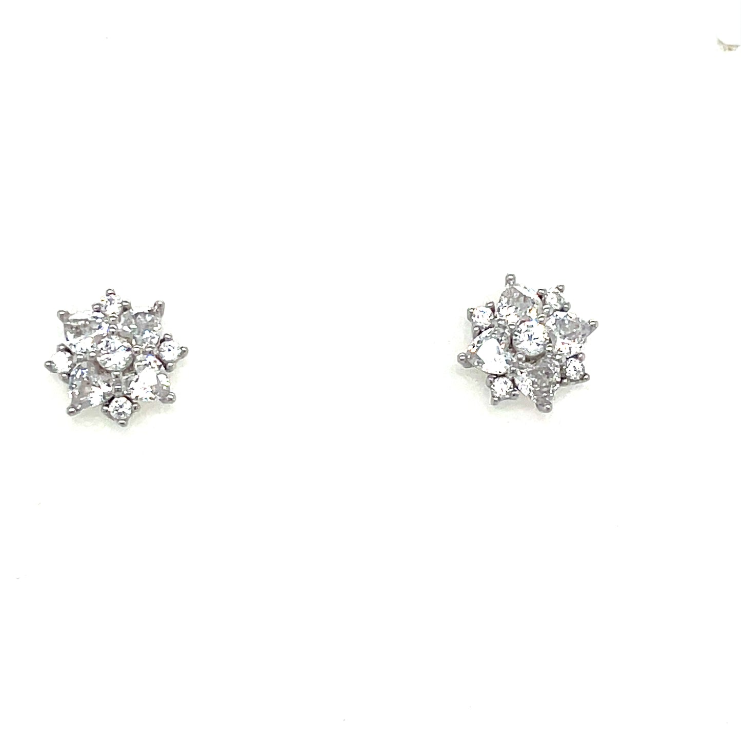 Sterling Silver CZ Flower Cluster Pendant and Earring Set