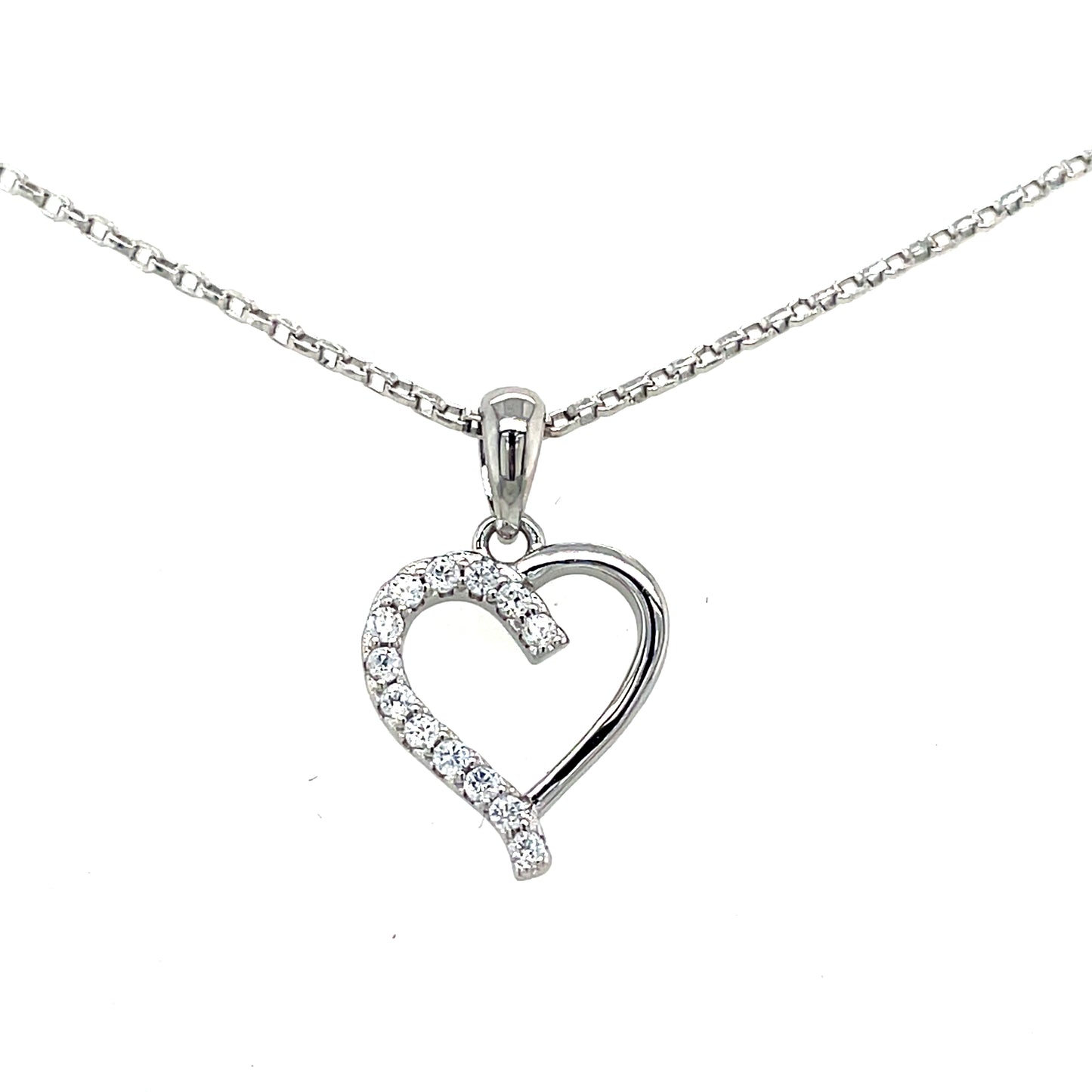 Sterling Silver Open CZ Heart Pendant and Earring Set