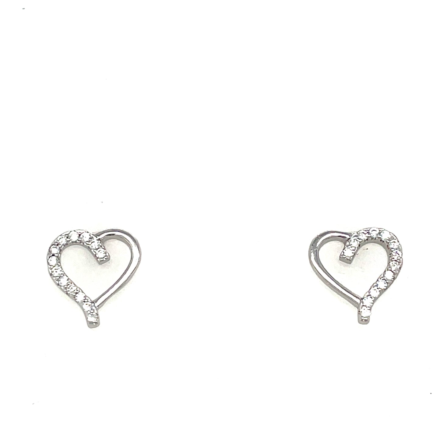 Sterling Silver Open CZ Heart Pendant and Earring Set