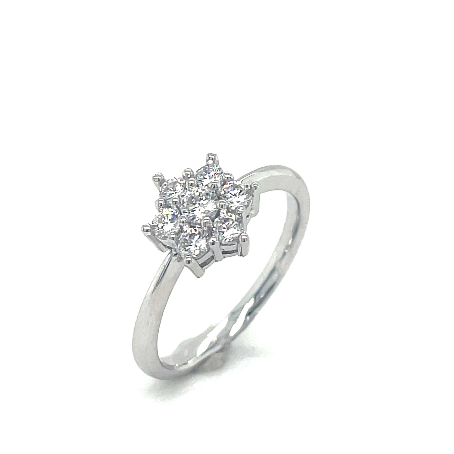 Sil Ring CZ Flowr Clus