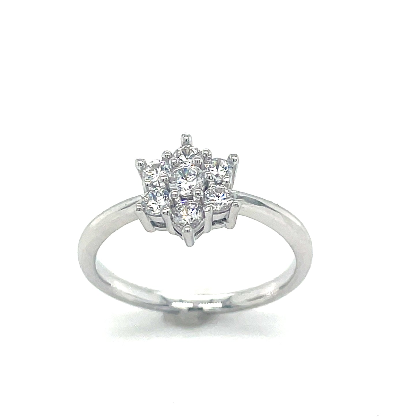 Sil Ring CZ Flowr Clus