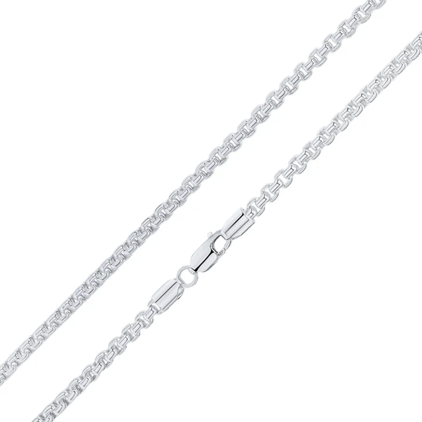 Sterling SIlver 22' 4mm Rounded Box Link Chain
