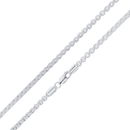 Sterling SIlver 22' 4mm Rounded Box Link Chain