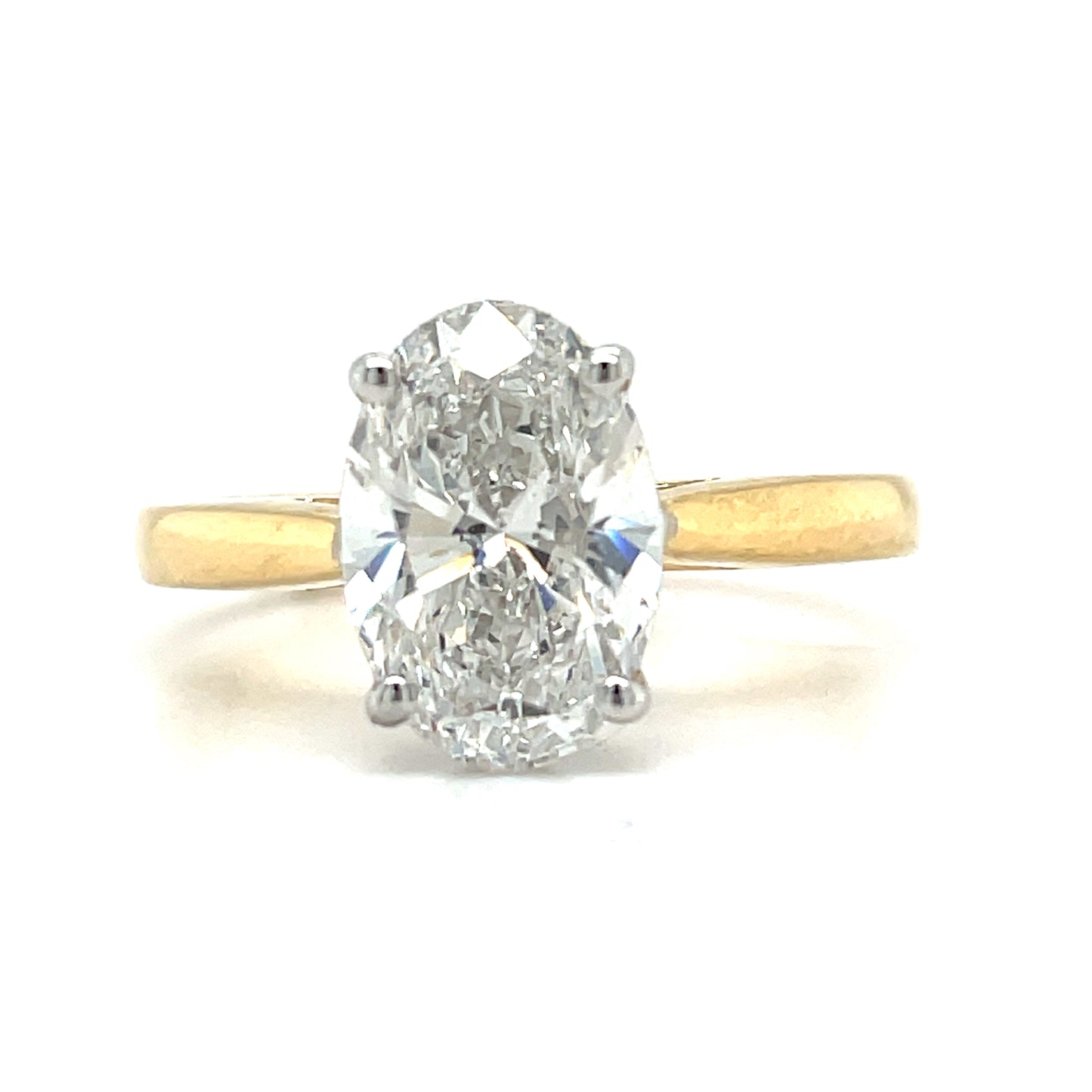 18ct Yellow Gold Oval Solitaire Cultured DIamond Ring 2.00ct