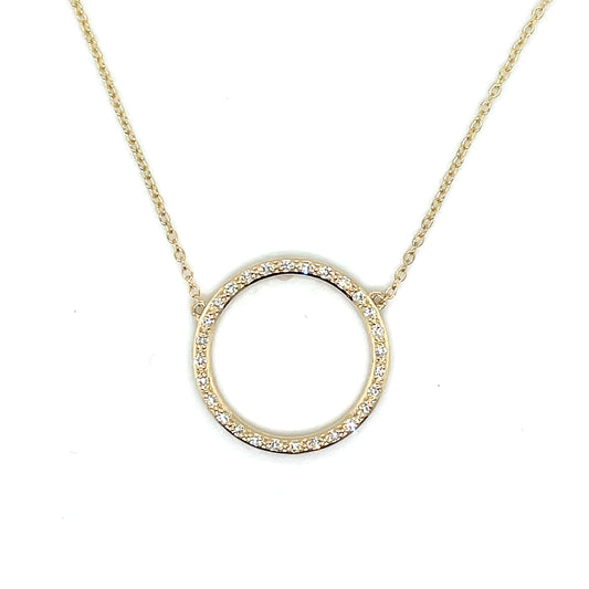 9ct Yellow Gold Open Circle Diamond Necklet .14ct