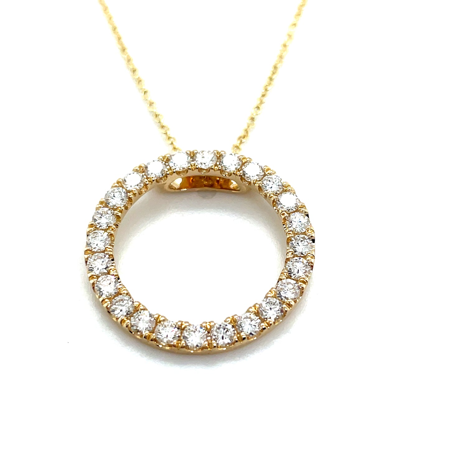 9ct Yellow Gold Open Circle Cultured Diamond Set Pendant 1.00ct