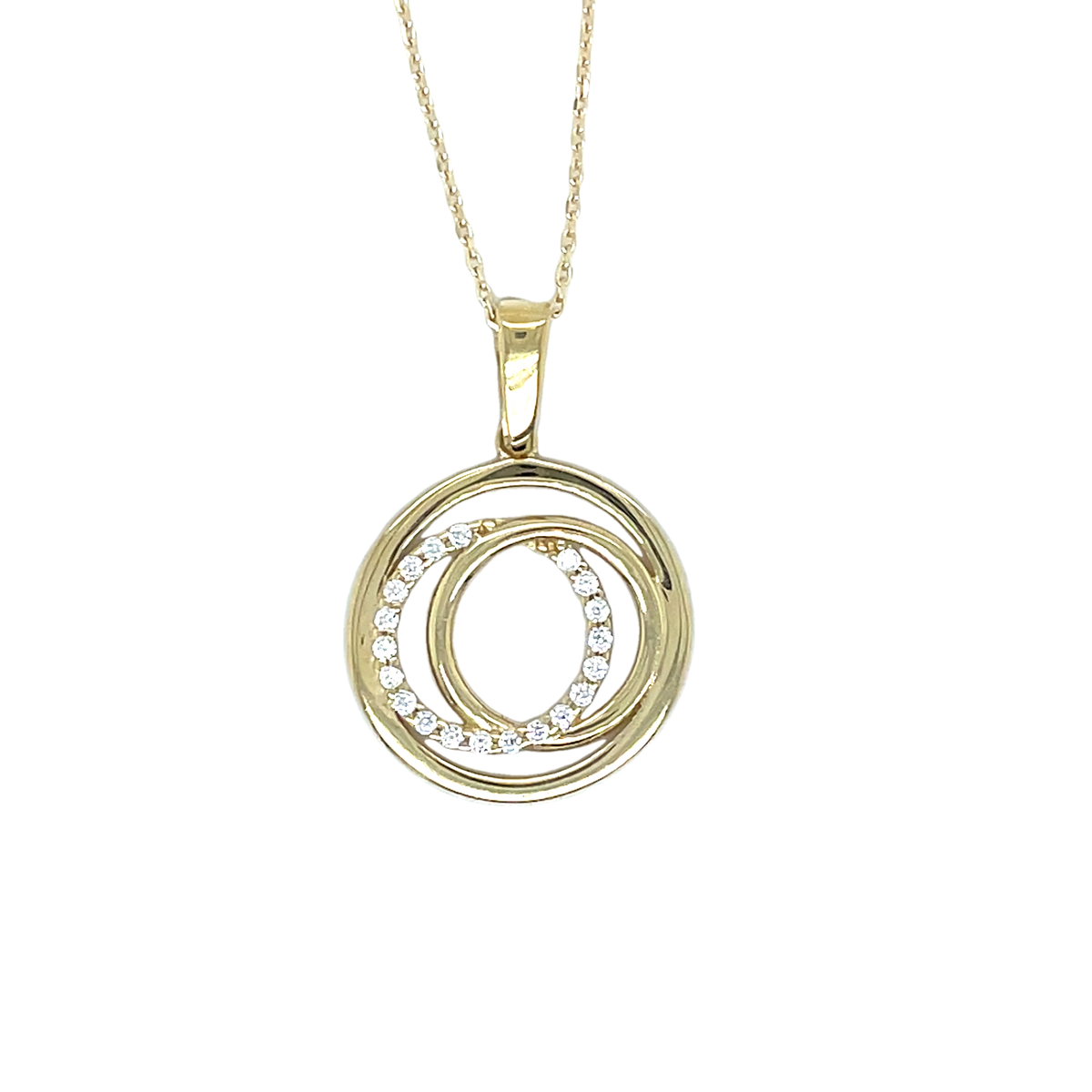 9ct Open Multi Circle Cubic Zirocnia Pendant
