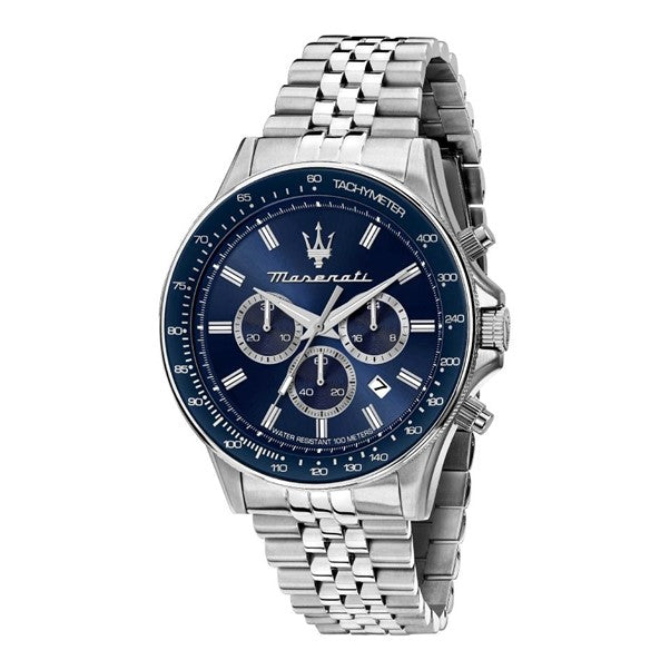 Gents Stainless Steel Maserati Sfida 44mm Blue Chrongraph Watch