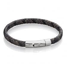 Gents Fred Bennett Leather Black Plaited Bracelet